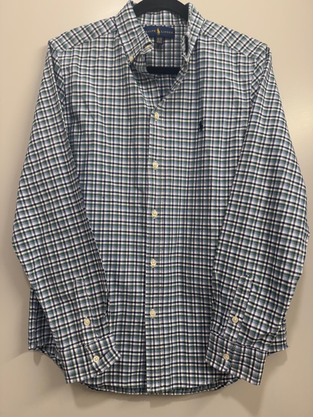 Ralph Lauren Green & Blue Plaid Cotton Button-Down Shirt